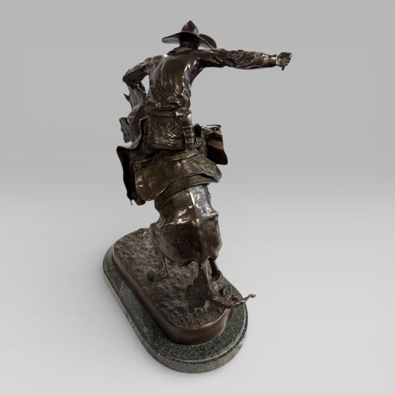 Large Cowboy Bronze ‘Bronco Buster’ After Frederic Remington, Early–Mid 20th - Image 7